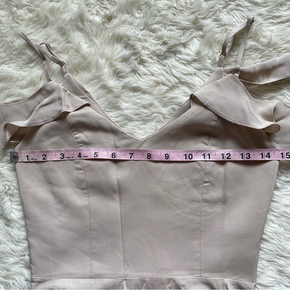 Amanda Uprichard Dress Tate Cold Shoulder Fit & Flare 100% Silk Bone Nude P - Picture 10 of 16